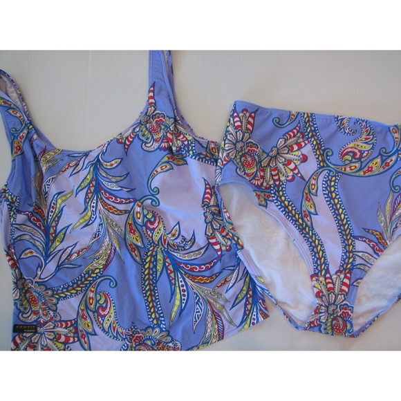 Plus Size Tankini 18W Sonsie Underwire High Waist Brief Swimsuit Purple - Picture 2 of 5